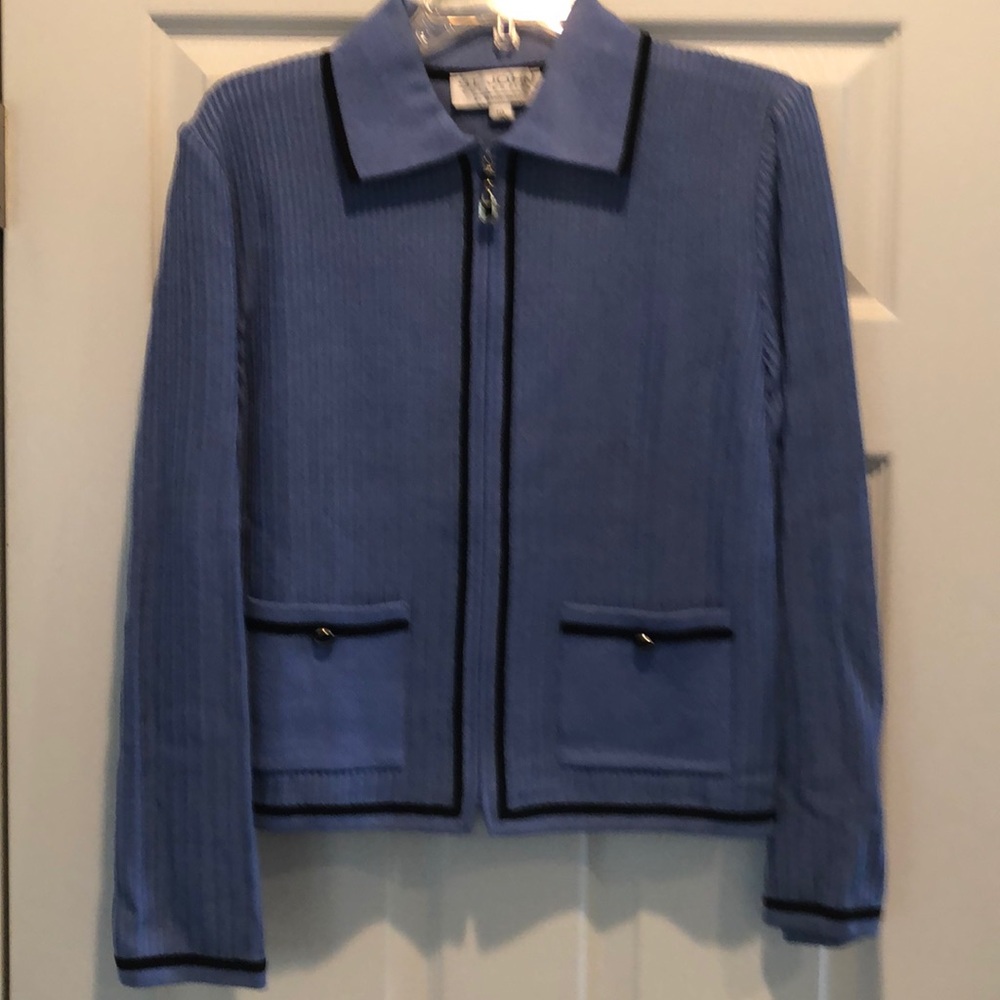 St. John Vintage Blue Zip Up Cardigan